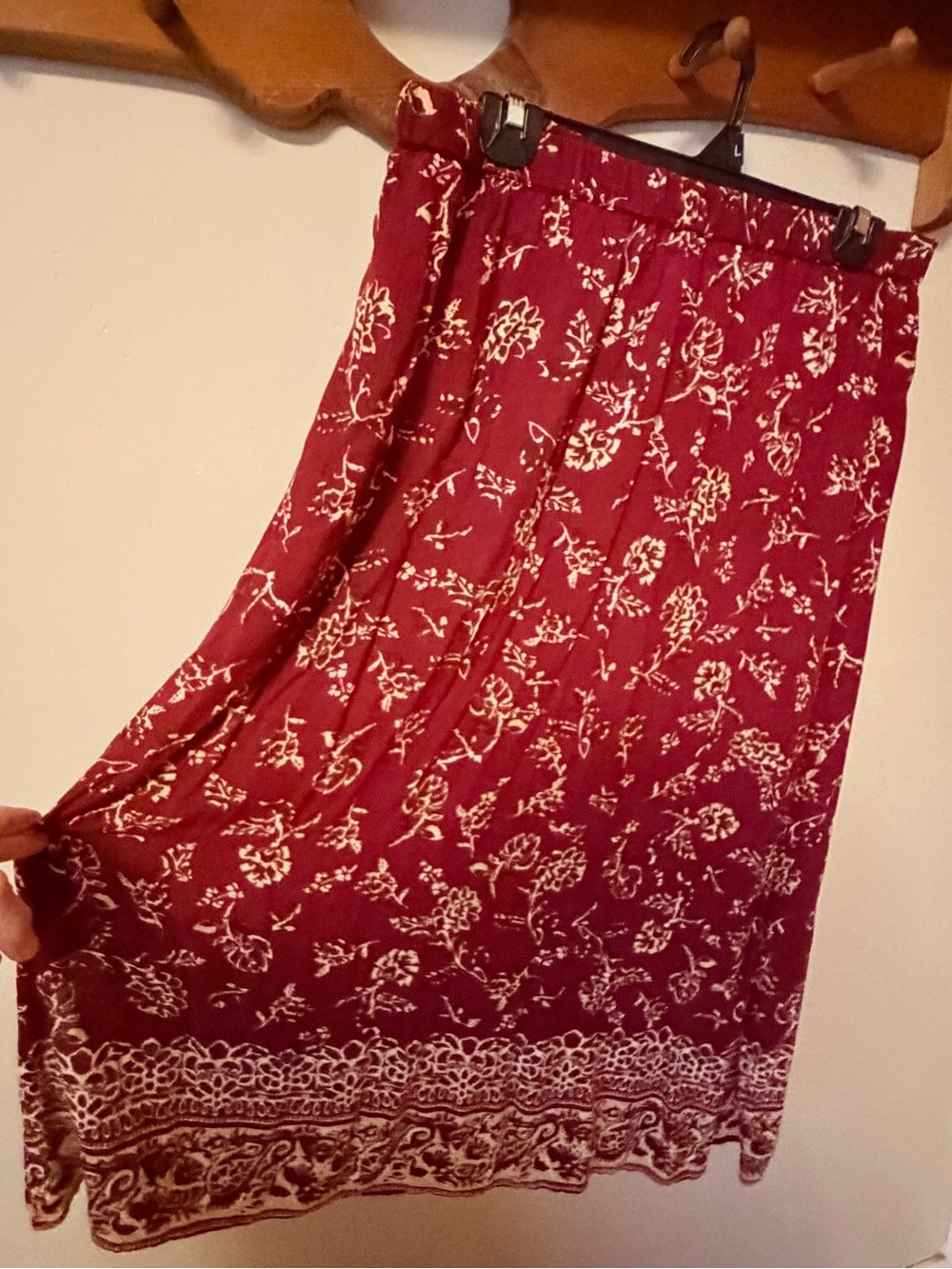 Burgundy Midi/Maxi Breezy Broomstick Skirt